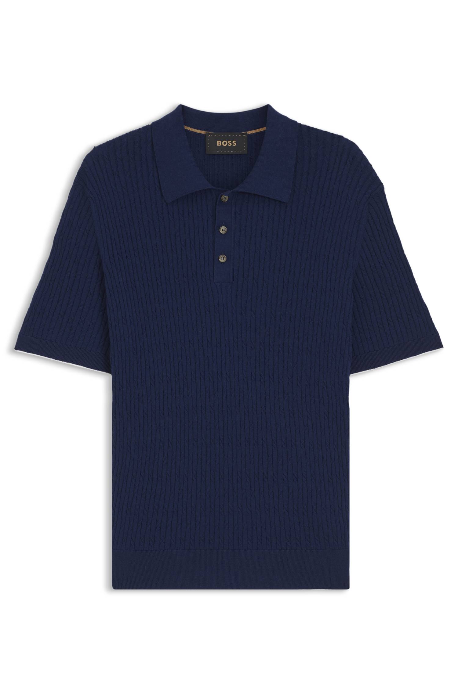 Boss Cable-knit polo sweater in cotton and cashmere tröjor herr – bild 4