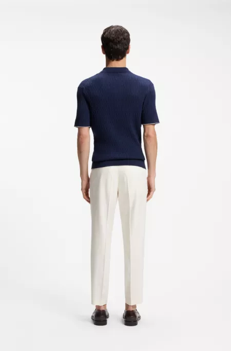 Cable-knit polo sweater in cotton and cashmere