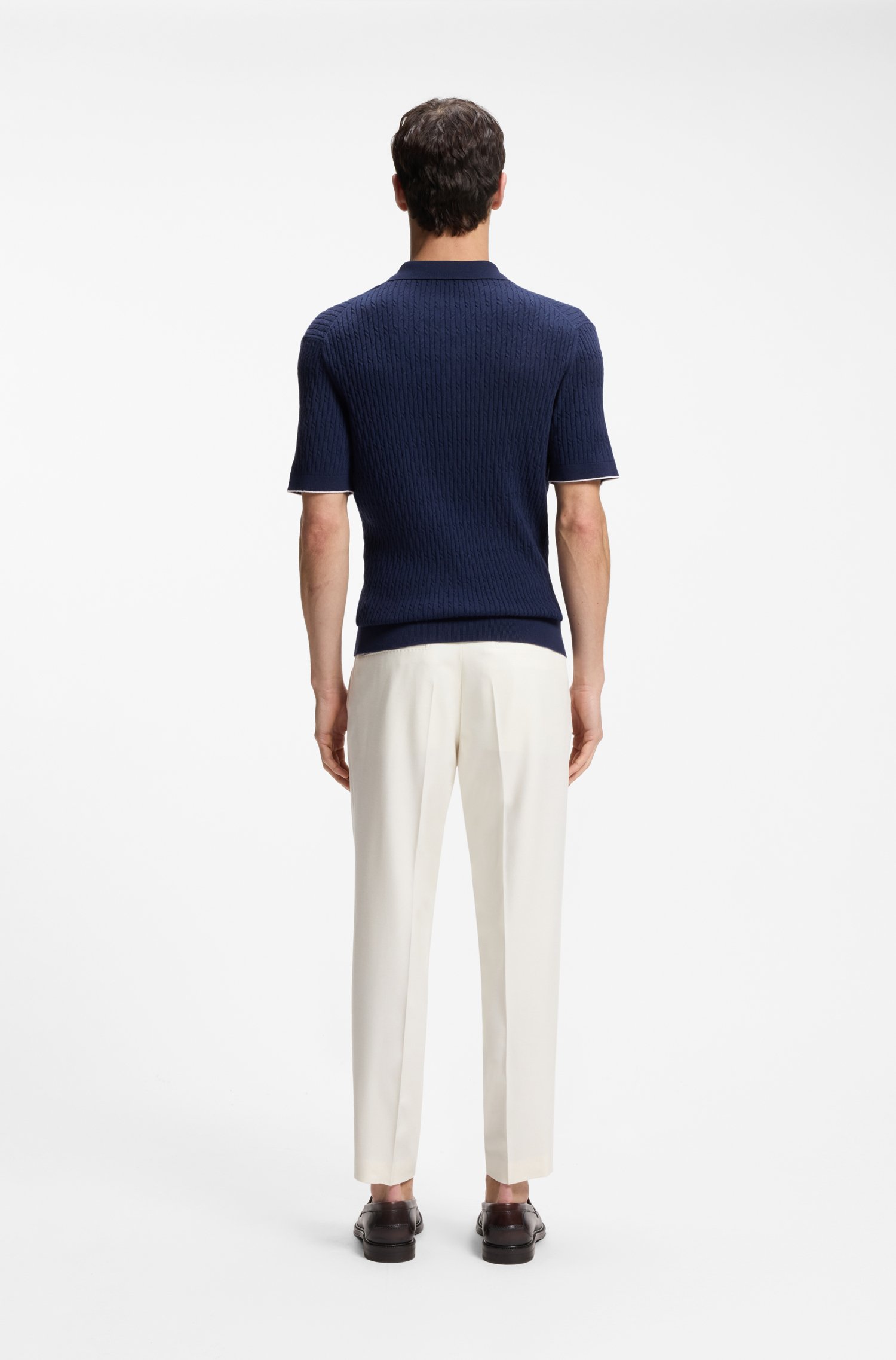 Boss Cable-knit polo sweater in cotton and cashmere tröjor herr – bild 3
