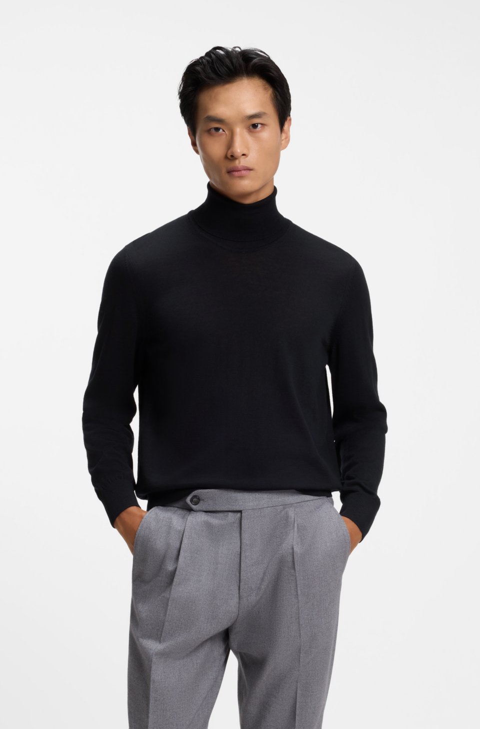Rollneck sweater in extra-fine merino wool