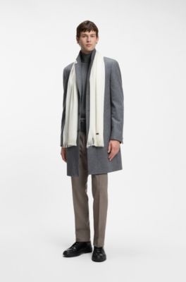 Rollneck sweater in extra-fine merino wool, Grey