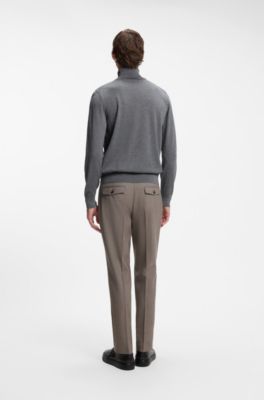 Rollneck sweater in extra-fine merino wool, Grey
