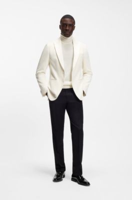 Rollneck sweater in extra-fine merino wool, Natural