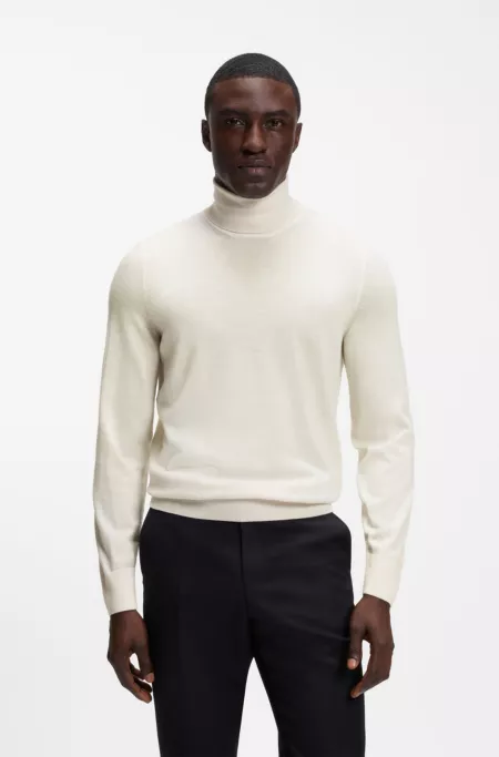 Pull à col roulé en laine mérinos extra fine