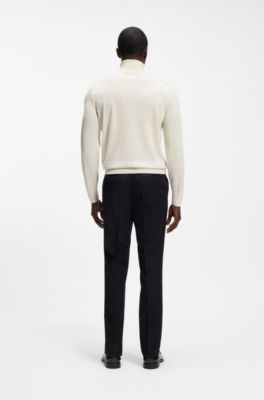 Rollneck sweater in extra-fine merino wool, Natural