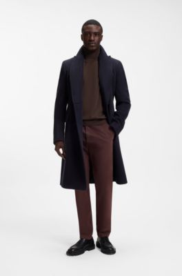 Rollneck sweater in extra-fine merino wool, Dark Brown