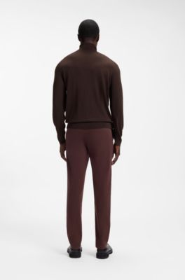 Rollneck sweater in extra-fine merino wool, Dark Brown