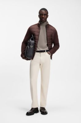 Rollneck sweater in extra-fine merino wool, Light Brown