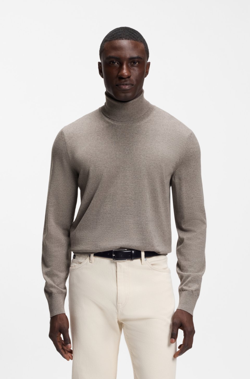 Rollneck sweater in extra-fine merino wool