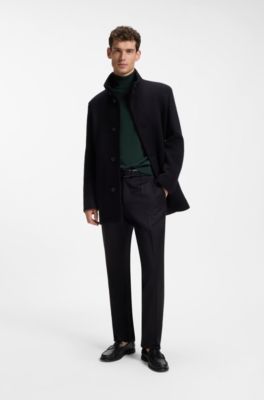 Rollneck sweater in extra-fine merino wool, Dark Green