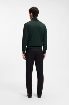 Rollneck sweater in extra-fine merino wool, Dark Green