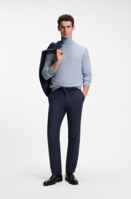 Rollneck sweater in extra-fine merino wool, Light Blue