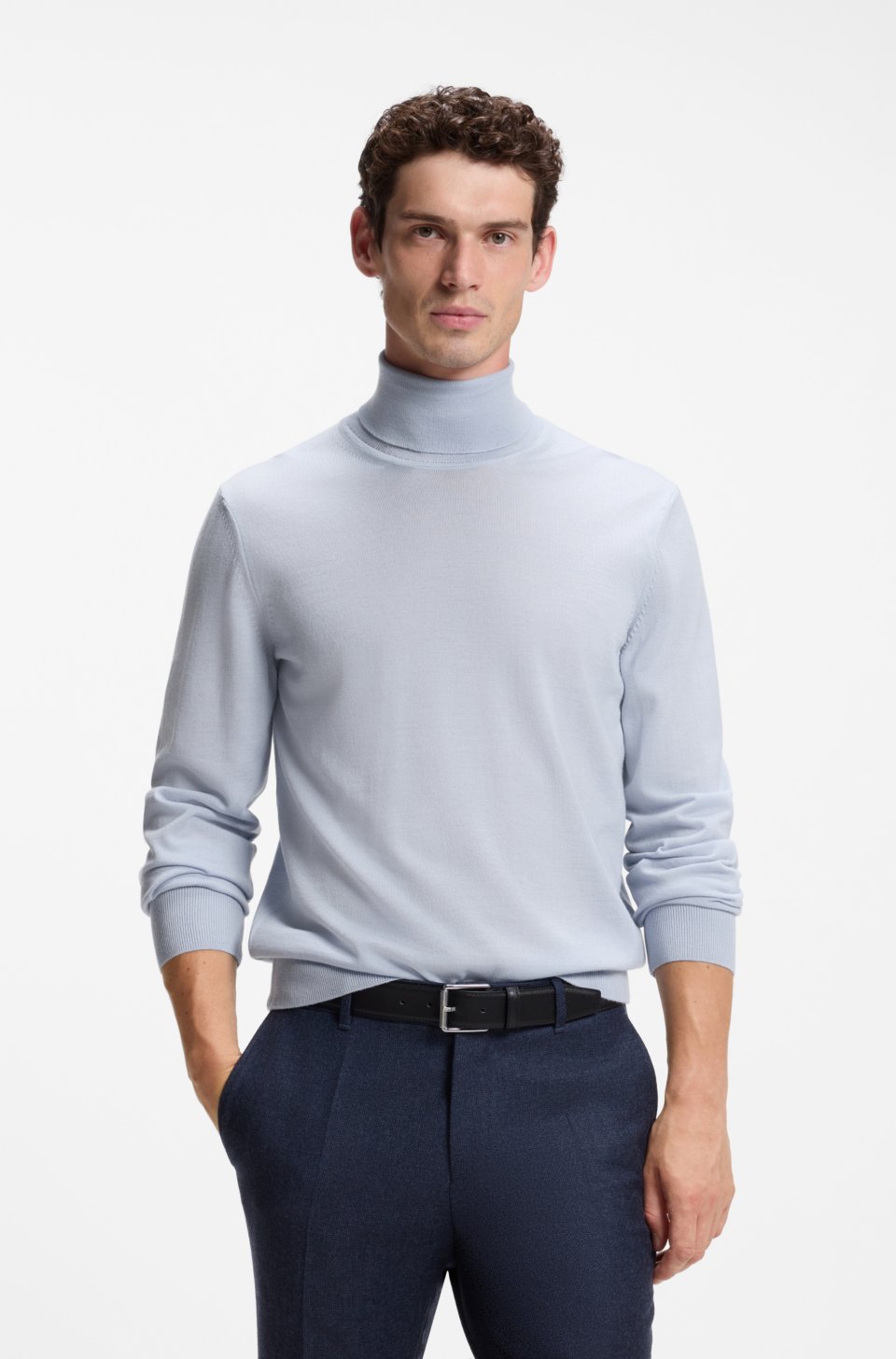 Rollneck sweater in extra-fine merino wool