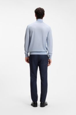 Rollneck sweater in extra-fine merino wool, Light Blue