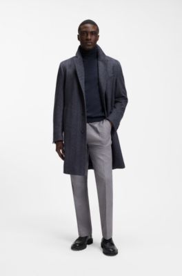 Rollneck sweater in extra-fine merino wool, Dark Blue