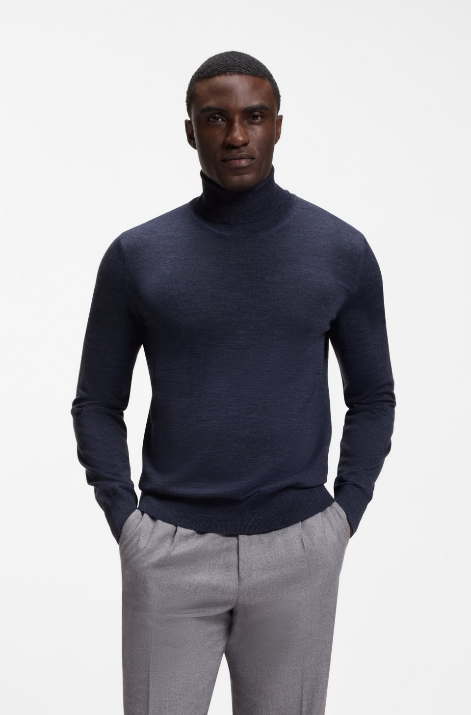 Rollneck sweater in extra-fine merino wool