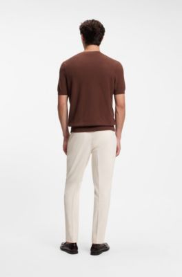 Micro-structured knit T-shirt, Brown
