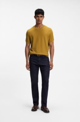 Micro-structured knit T-shirt, Gold