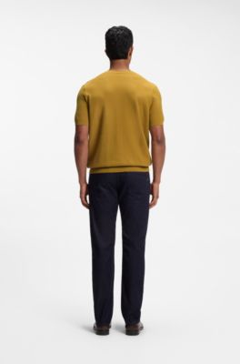 Micro-structured knit T-shirt, Gold