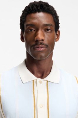 Colour-blocked cardigan with wing collar, Natural