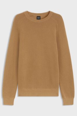 Knitted sweater in cotton and virgin wool, Beige