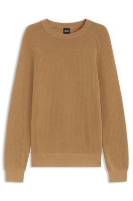 Boss Uomo Beige Maglione In Cotone E Lana Vergine