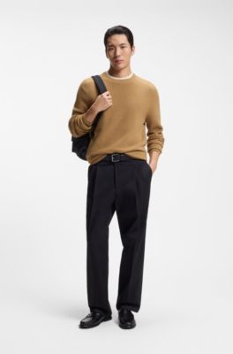 Knitted sweater in cotton and virgin wool, Beige