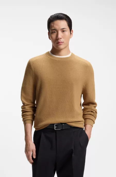Knitted sweater in cotton and virgin wool
