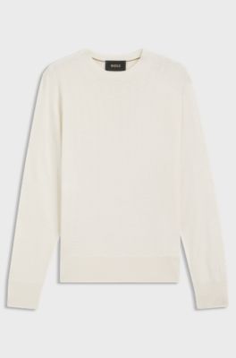 Silk sweater with jacquard pattern, Natural