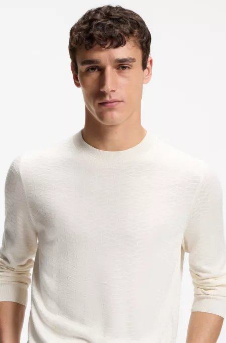Silk sweater with jacquard pattern
