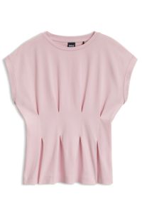 Box-pleat T-shirt in mercerised cotton, Light Pink