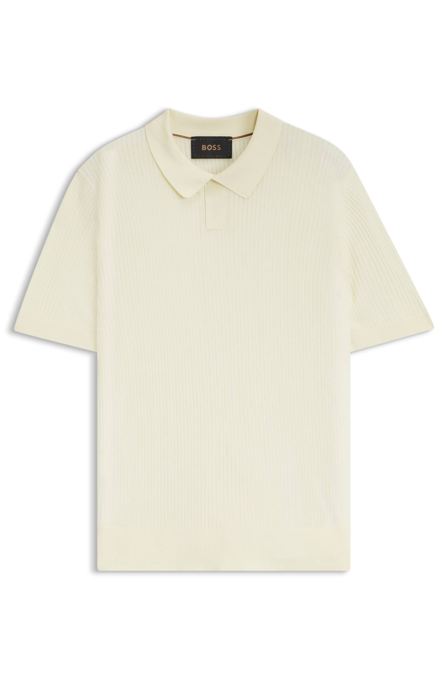 Boss Silk knit polo with ribbed structure pikéer herr – bild 4