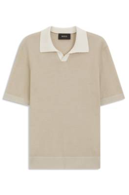 Johnny-collar polo sweater in cotton and silk 1