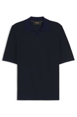 Polo-Pullover aus Baumwolle und Seide mit Johnny-Kragen