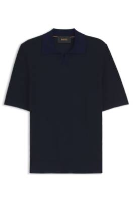 Johnny-collar polo sweater in cotton and silk 1