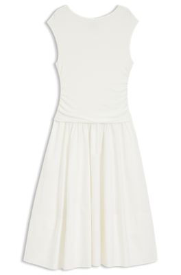 Structured-jersey dress with poplin skirt