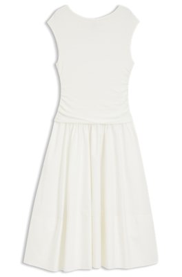 Boss Structured-jersey dress with poplin skirt festklänningar dam – bild 3