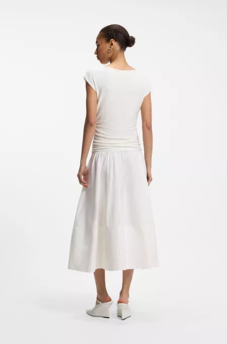Structured-jersey dress with poplin skirt