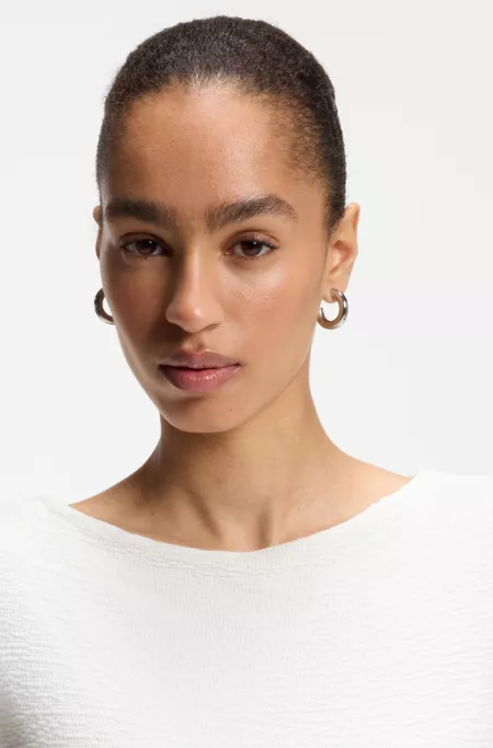 Structured-jersey dress with poplin skirt