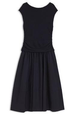 Structured-jersey dress with poplin skirt