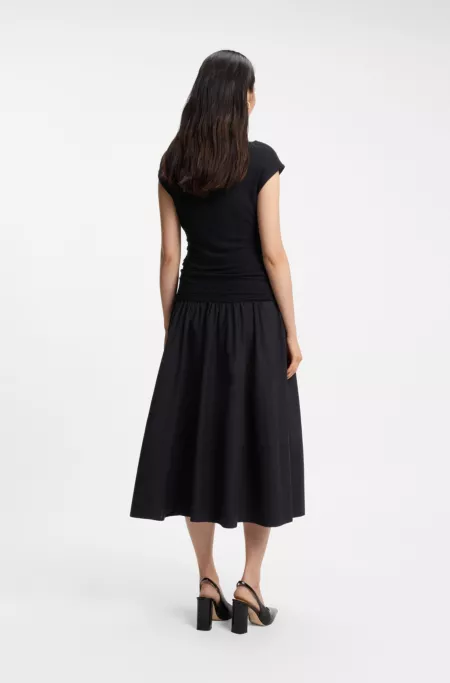 Robe en jersey structuré avec jupe en popeline