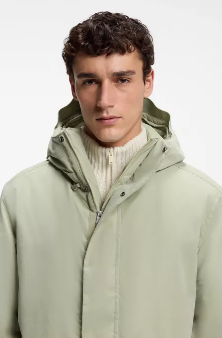 Padded parka with adjustable details