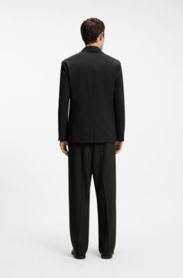 Slim-fit suit jacket with metal buckle closure, Black