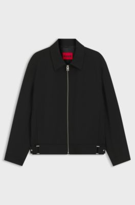 Modern-fit jacket in performance-stretch canvas, Black
