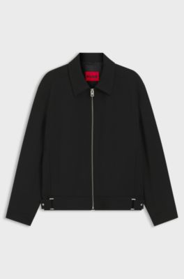Modern-fit jacket in performance-stretch canvas, Black