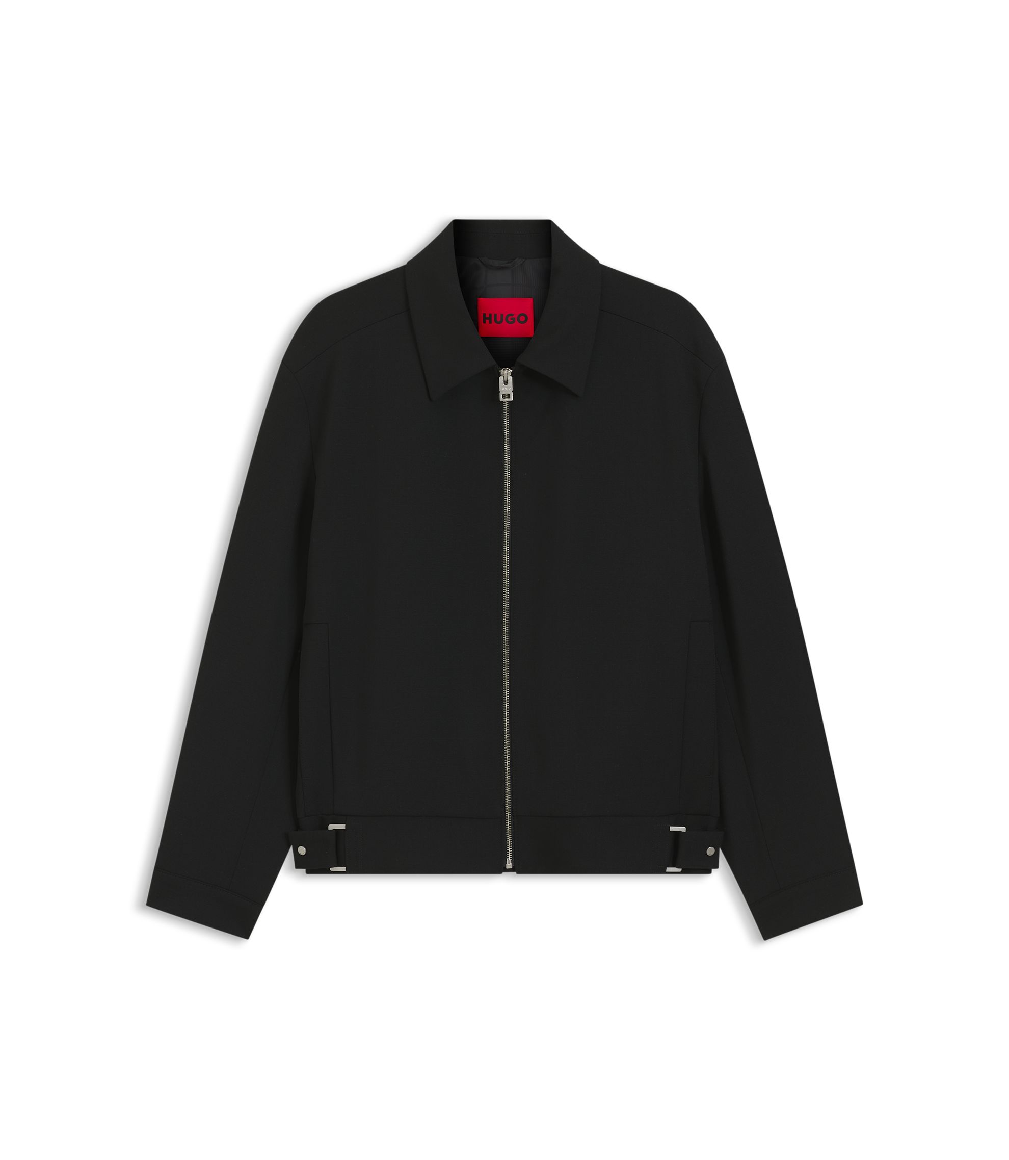 031162 HUGO BOSS Cartino-W ジャケット 48 ブラック HUGO - Modern-fit jacket in performance-stretch canvas - Black