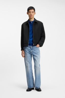 Modern-fit jacket in performance-stretch canvas, Black