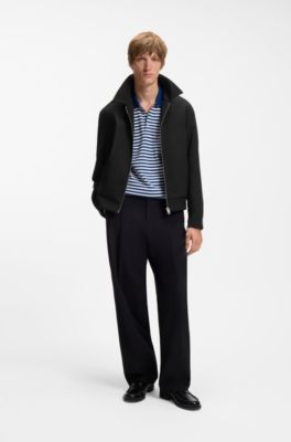 Modern-fit jacket in performance-stretch canvas, Black