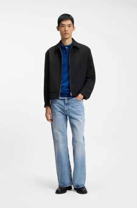 Modern-fit jacket in performance-stretch canvas