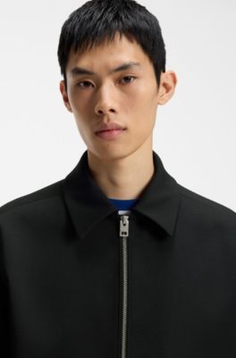 Modern-fit jacket in performance-stretch canvas, Black